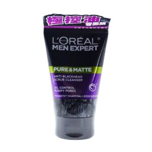 LOREAL 歐萊雅男士清爽控油磨砂炭黑潔面乳 100ML