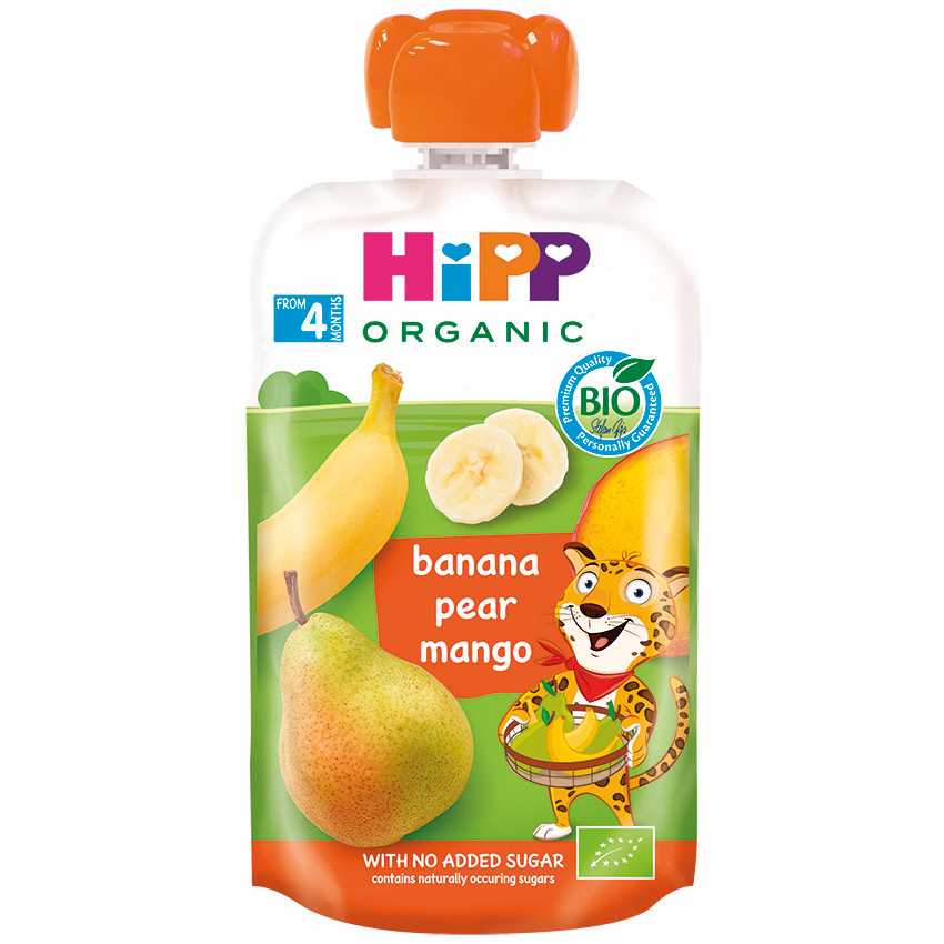 HIPP 喜寶有機果蓉唧唧裝(4個月以上) - 香蕉洋梨芒果 100G