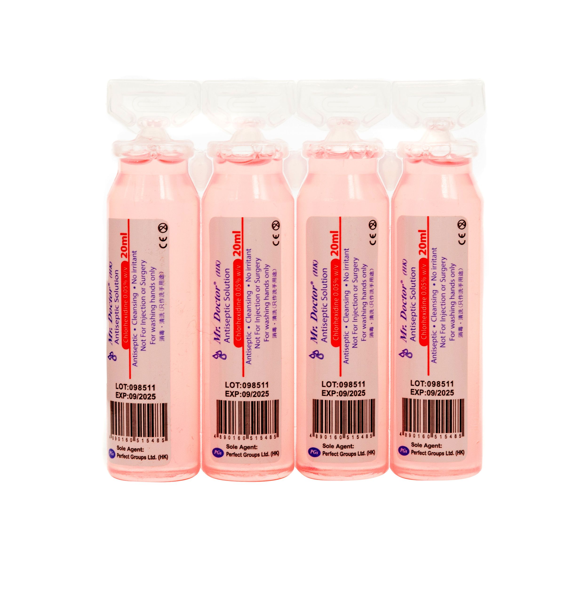 PGS MR. DOCTOR ANTISEPTIC SOLUTION CHLORHEXIDINE 0.05% W/V 20MLx4'S