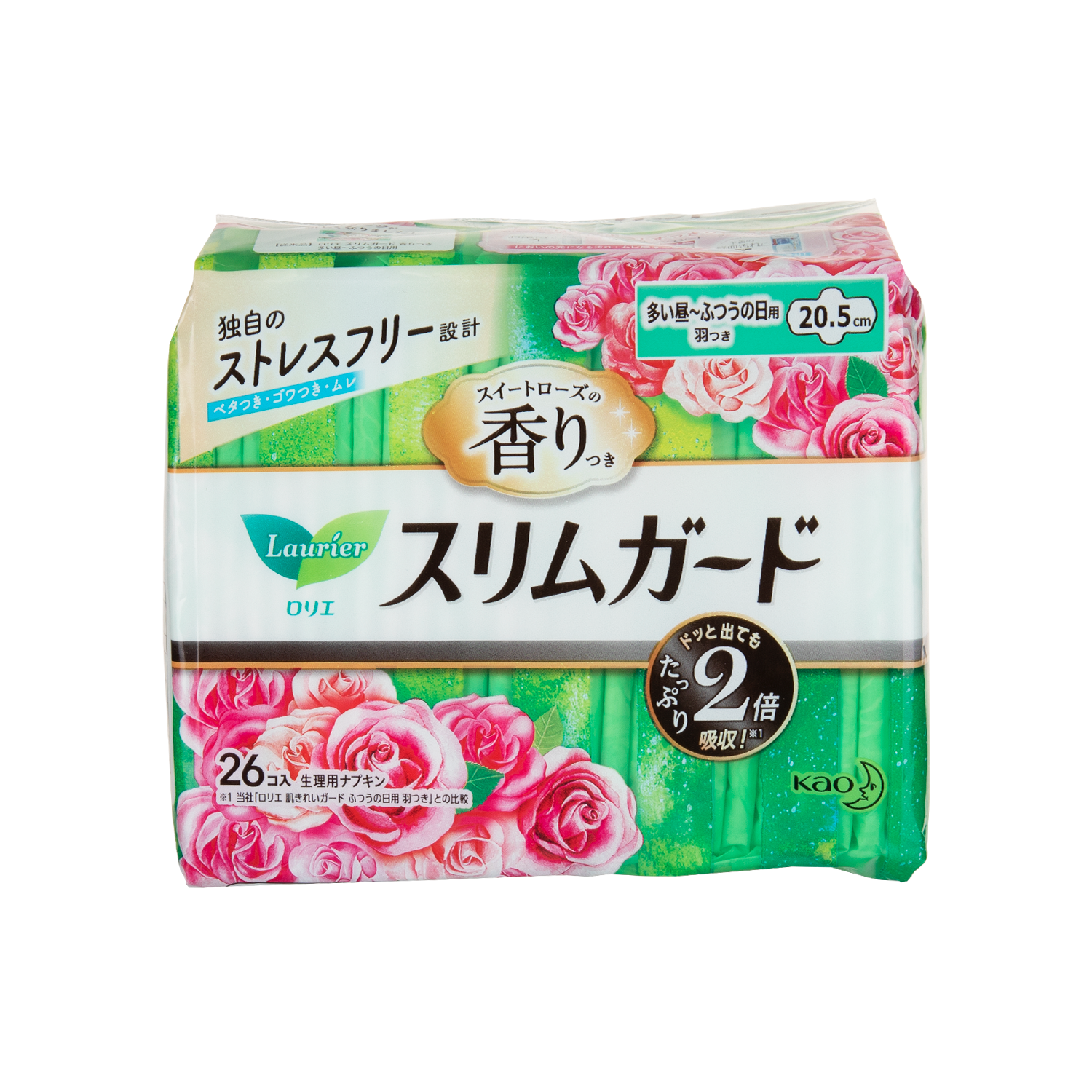 LAURIER 樂而雅玫瑰香纖薄量多日用護翼衛生巾 - 20.5CM 26'S
