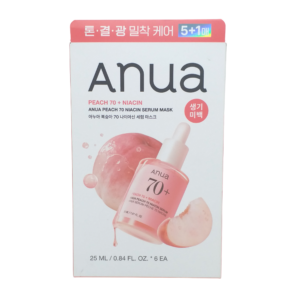 ANUA 水蜜桃70%煙醯胺亮白精華面膜 25MLx6'S